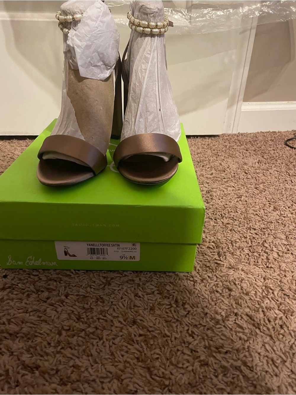 Sam Edelman Metallic Bronze Beaded-Ankle Heels - Picture 3 of 3